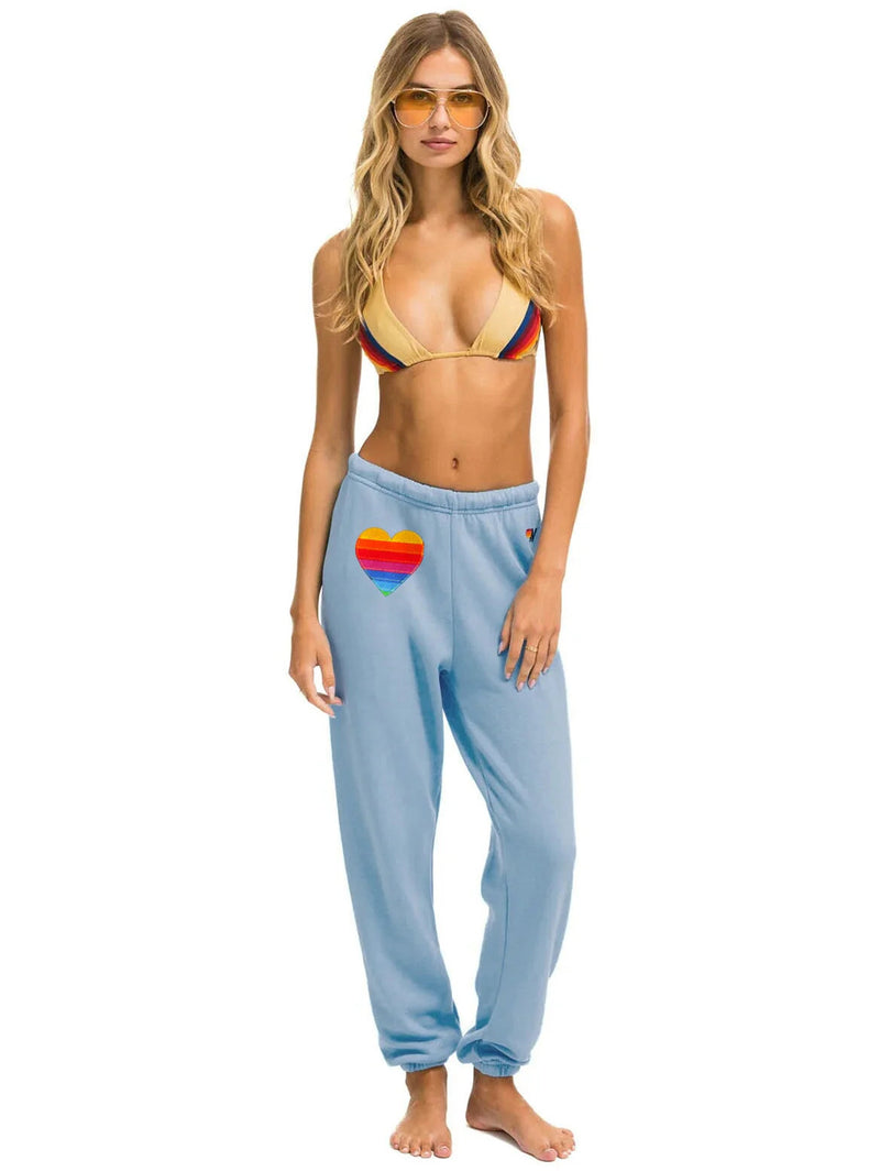 Rainbow Heart Stitch Sweatpants - Ice-AVIATOR NATION-Over the Rainbow