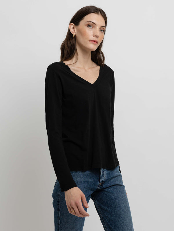 Bridget V-Neck T-Shirt - Black-Velvet-Over the Rainbow