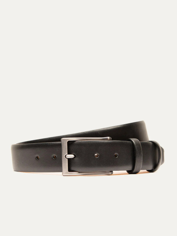 Glazed Calf Leather Belt - Black-WILL-Over the Rainbow