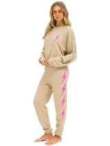 Bolt 4 Sweatpant - Sand-Neon Pink-AVIATOR NATION-Over the Rainbow