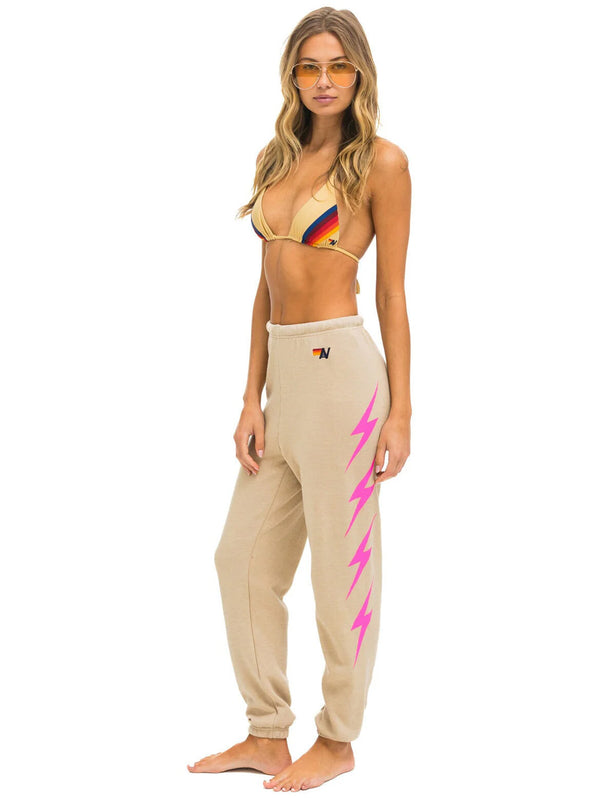 Bolt 4 Sweatpant - Sand-Neon Pink-AVIATOR NATION-Over the Rainbow