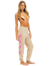 Bolt 4 Sweatpant - Sand-Neon Pink-AVIATOR NATION-Over the Rainbow