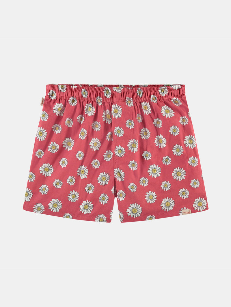 Boxer Shorts - Red Flowers-POCKIES-Over the Rainbow