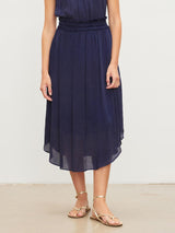 Dimi Crinkle Skirt - Navy-Velvet-Over the Rainbow