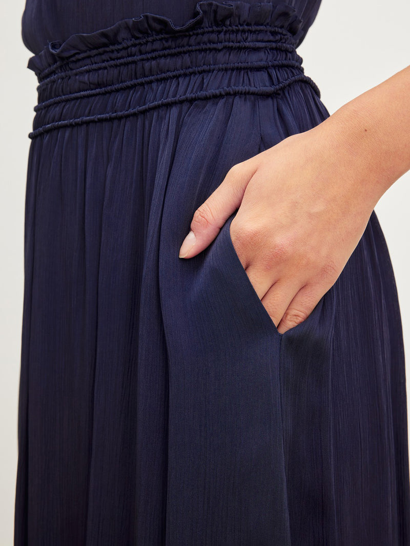 Dimi Crinkle Skirt - Navy-Velvet-Over the Rainbow