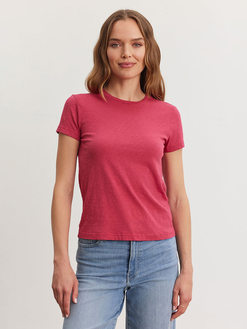 Sierra Short Sleeve Crew Tee - Magenta-Velvet-Over the Rainbow