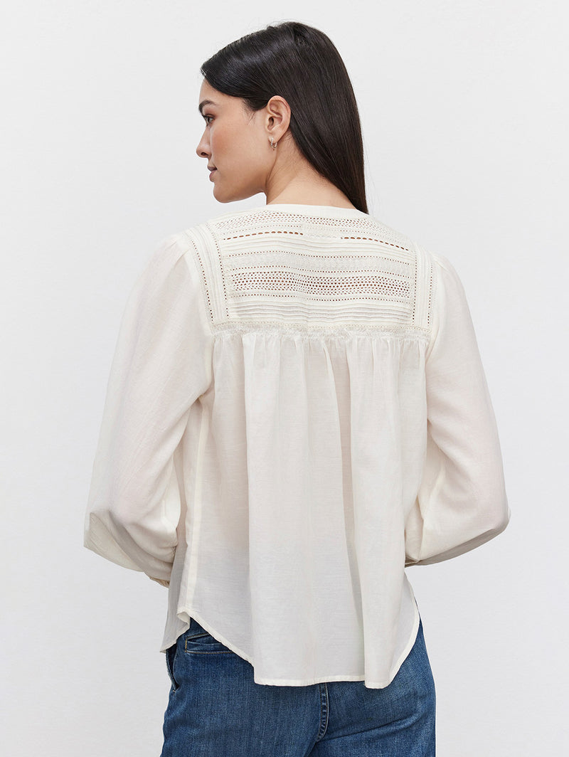 Holly Embroidered Lace Top - Cream-Velvet-Over the Rainbow