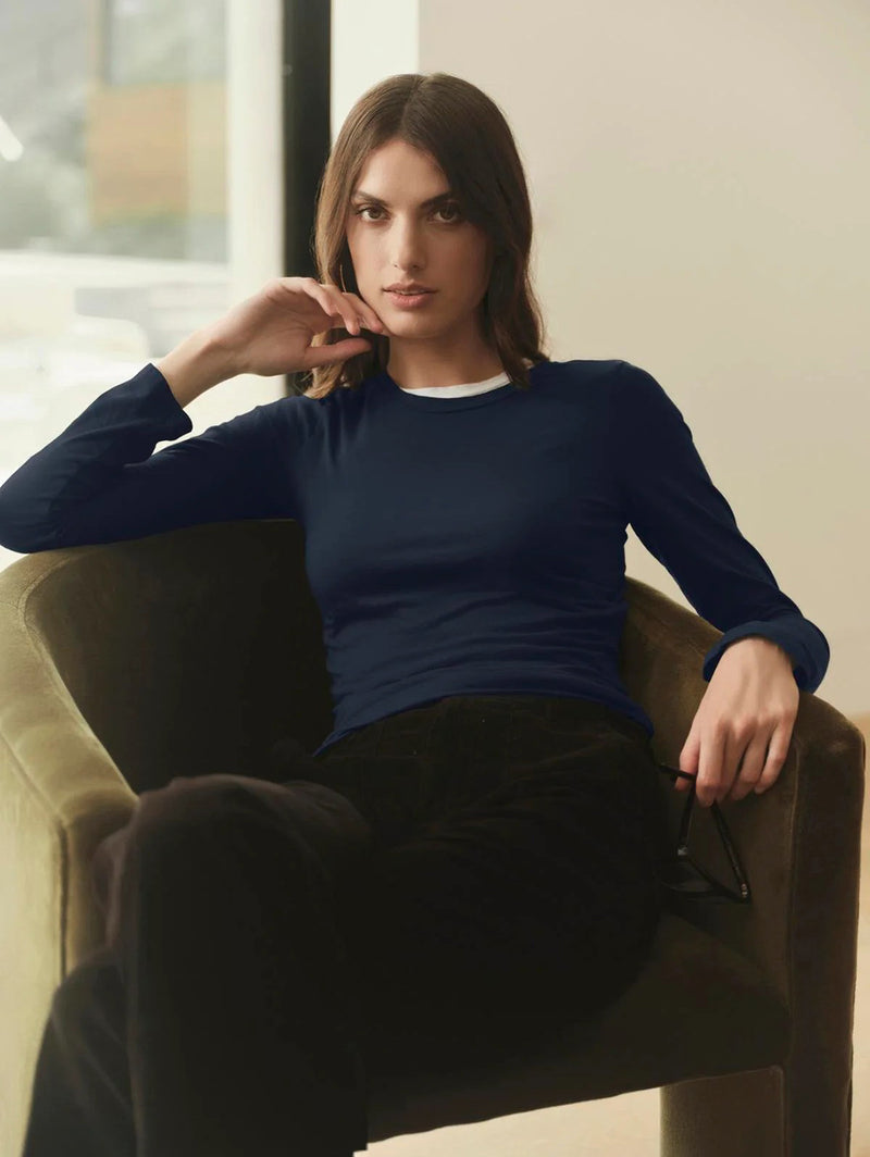 Zofina Long Sleeve Crew Tee - Midnight-Velvet-Over the Rainbow