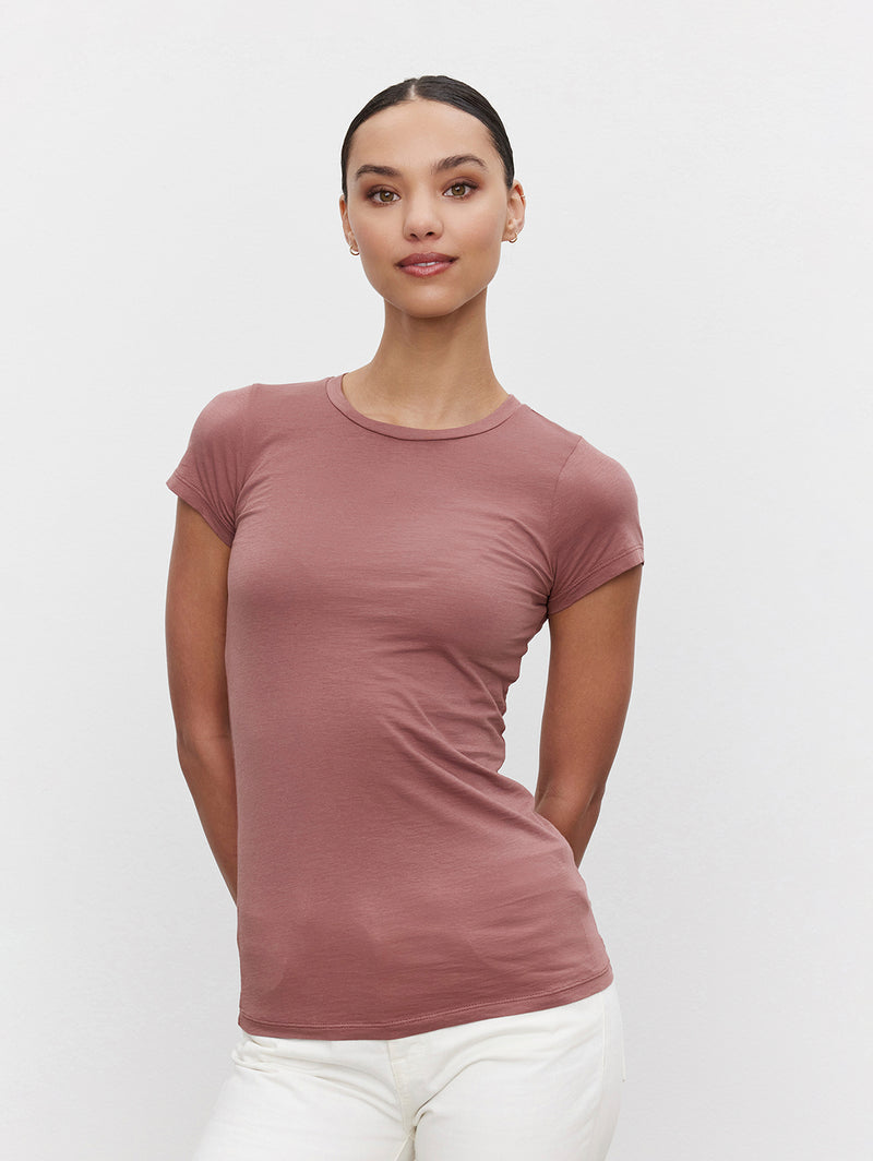 Jemma Crew Neck T-Shirt - Blush-Velvet-Over the Rainbow