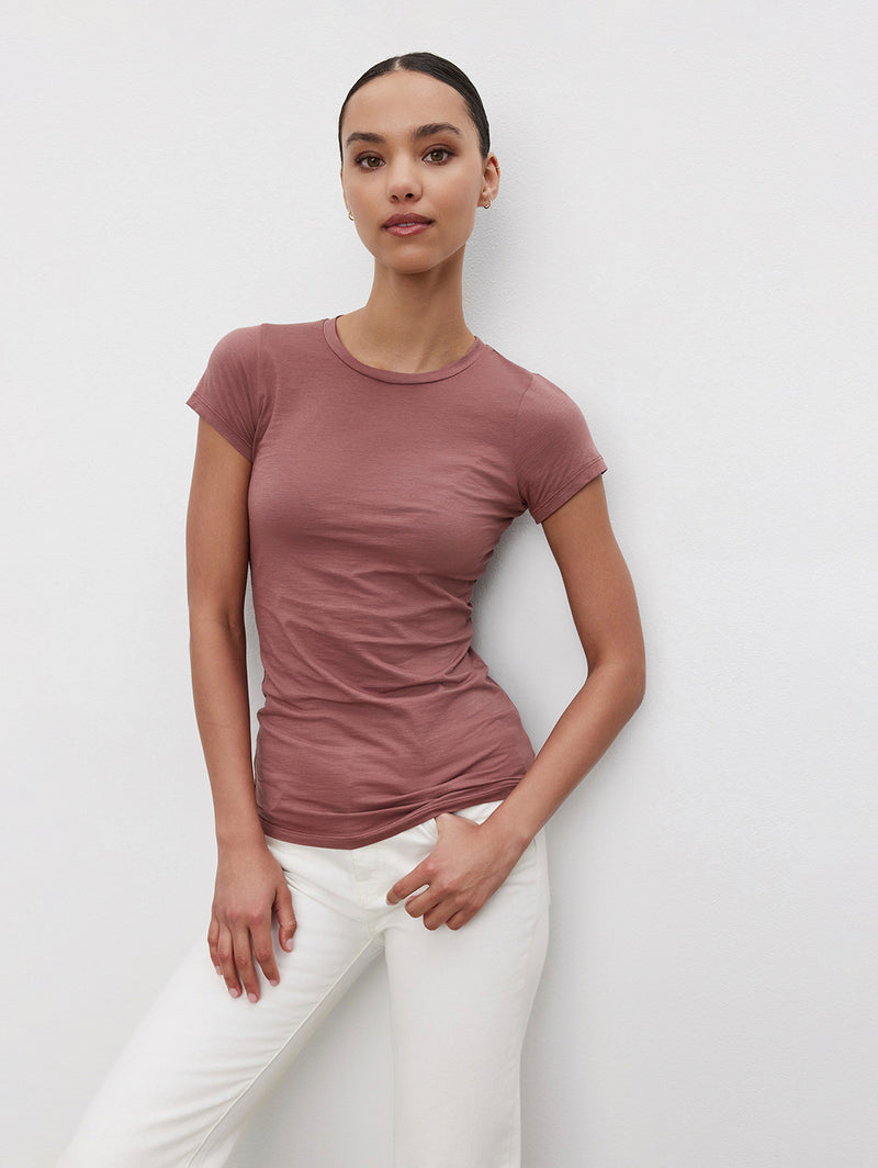 Jemma Crew Neck T-Shirt - Blush-Velvet-Over the Rainbow