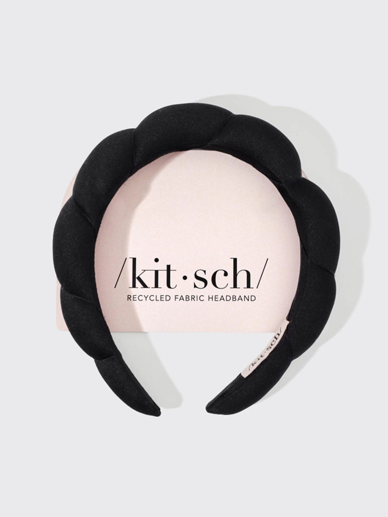 Recycled Puffy Headband - Black-KITSCH-Over the Rainbow