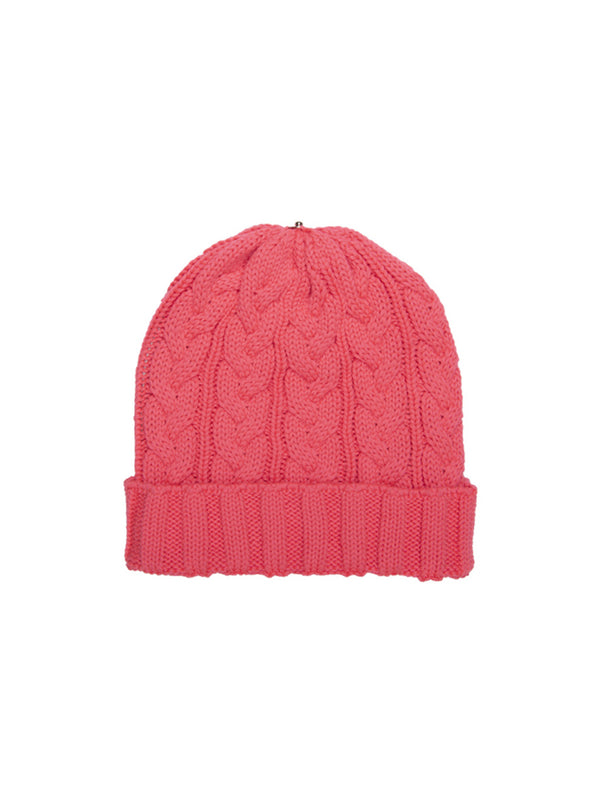 Charlie Cable Knit Hat - Neon Coral-Lindo F-Over the Rainbow