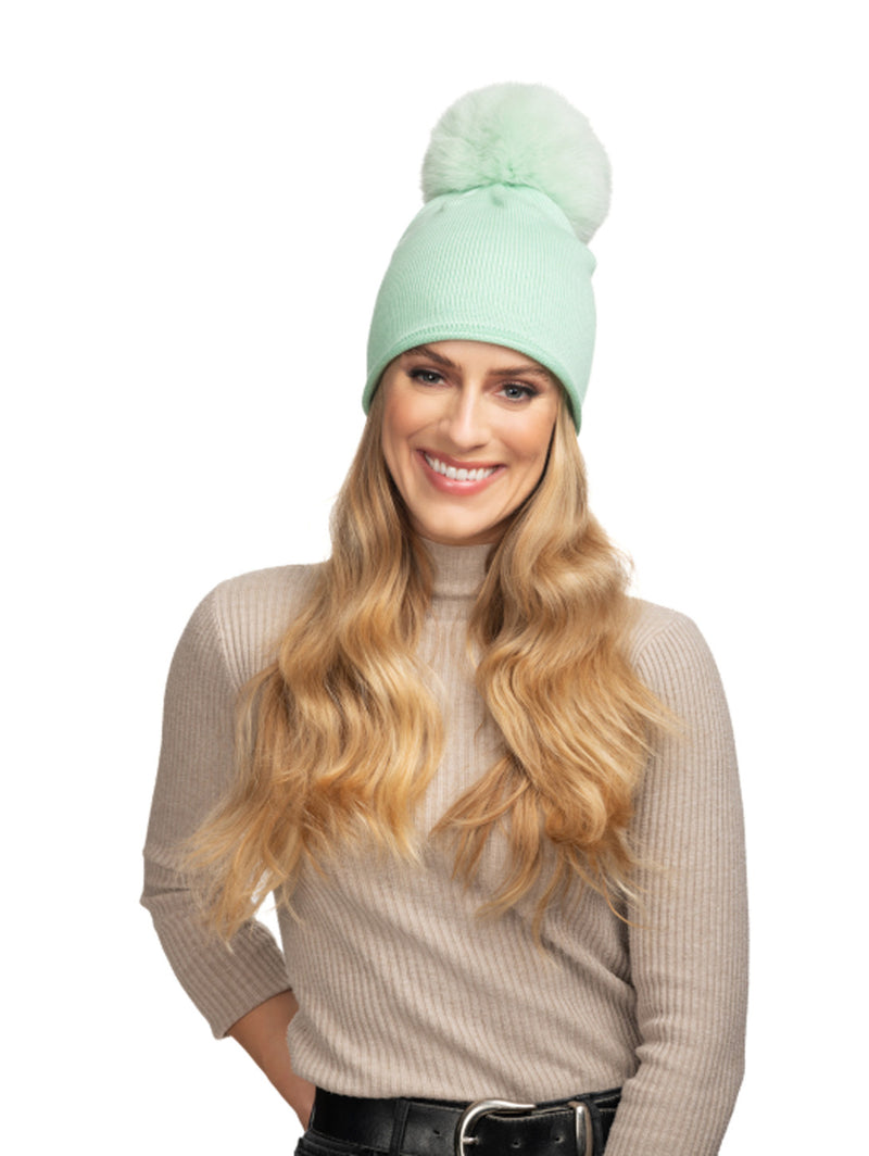 Glossy Knit Hat - Mint-Lindo F-Over the Rainbow