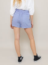 Belted Pleat Front Linen Short - Purple-Bella Dahl-Over the Rainbow