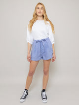 Belted Pleat Front Linen Short - Purple-Bella Dahl-Over the Rainbow