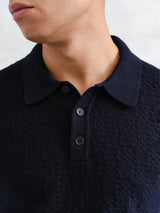 Oban Polo - Navy Textured Knit-Wax London-Over the Rainbow