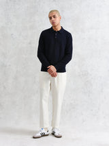 Oban Polo - Navy Textured Knit-Wax London-Over the Rainbow