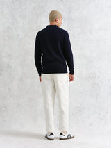 Oban Polo - Navy Textured Knit-Wax London-Over the Rainbow