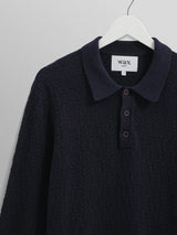 Oban Polo - Navy Textured Knit-Wax London-Over the Rainbow