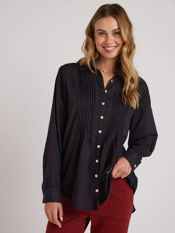 Pintuck Flowy Shirt - Black-Bella Dahl-Over the Rainbow