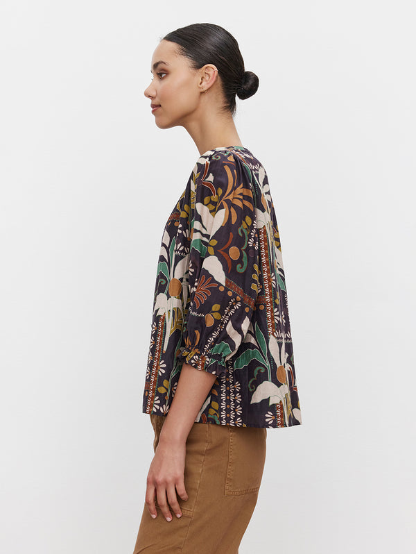 Betty Long Sleeve Print Top - Madrid-Velvet-Over the Rainbow