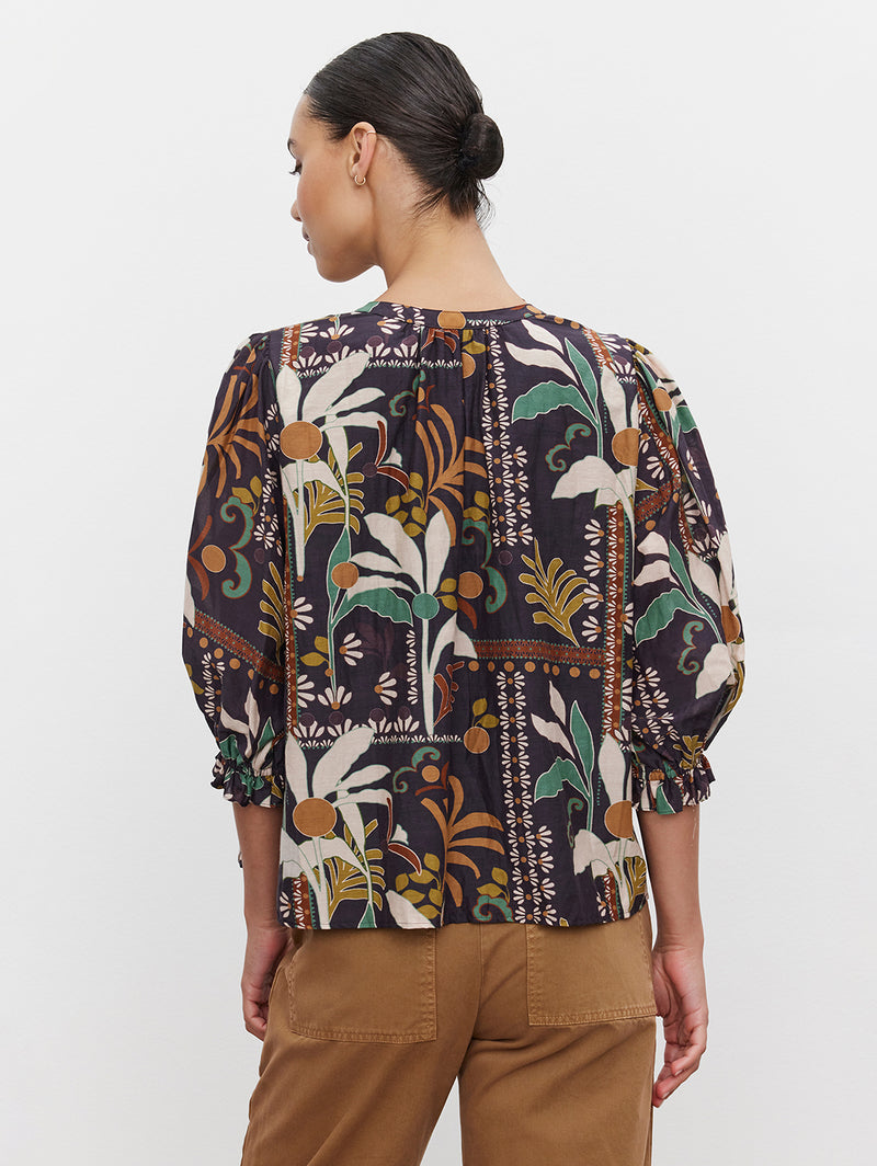 Betty Long Sleeve Print Top - Madrid-Velvet-Over the Rainbow