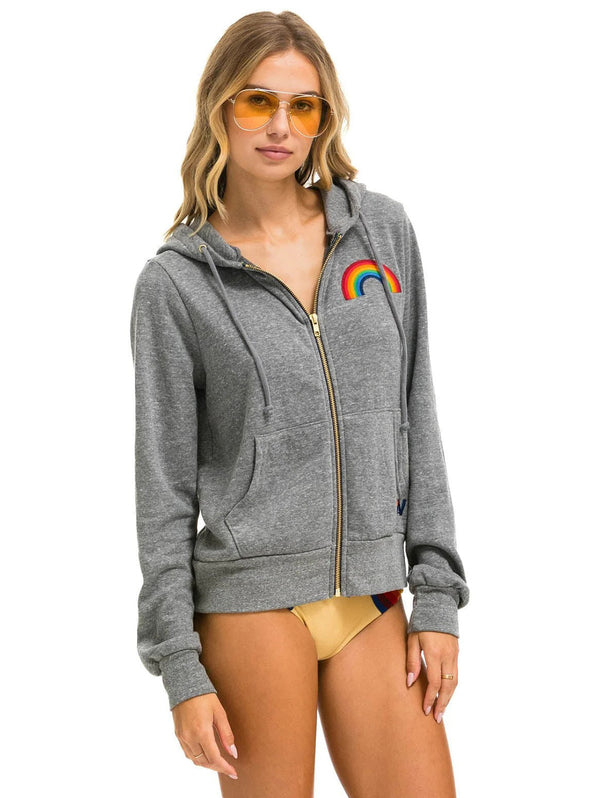 Rainbow Zip Hoodie - Heather Grey-AVIATOR NATION-Over the Rainbow