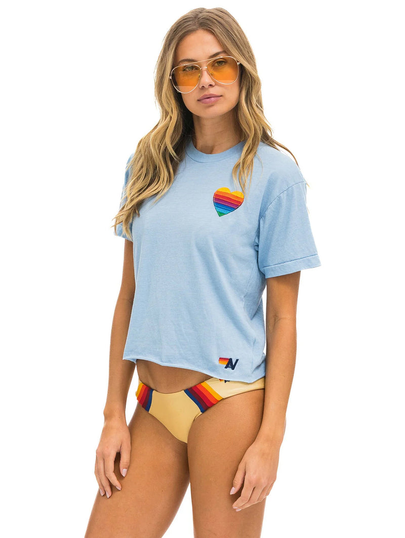 Rainbow Heart Stitch Boyfriend Tee - Ice-AVIATOR NATION-Over the Rainbow