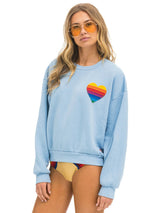 Rainbow Heart Stitch Crew Sweatshirt - Ice-AVIATOR NATION-Over the Rainbow