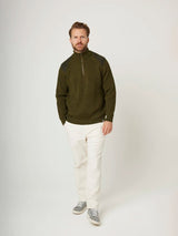 Foxton Zip Neck Sweater - Olive-PEREGRINE-Over the Rainbow