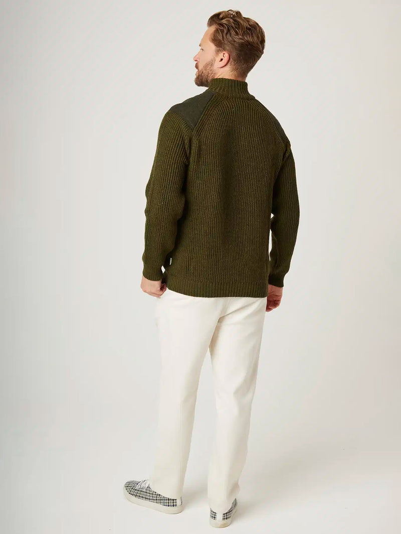 Foxton Zip Neck Sweater - Olive-PEREGRINE-Over the Rainbow