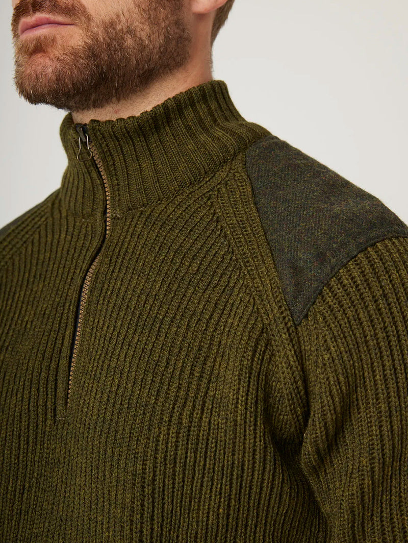 Foxton Zip Neck Sweater - Olive-PEREGRINE-Over the Rainbow