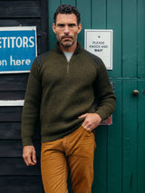 Foxton Zip Neck Sweater - Olive-PEREGRINE-Over the Rainbow