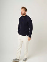 Foxton Zip Neck Sweater - Navy-PEREGRINE-Over the Rainbow