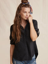 Split Back Button Down Shirt - Black-Bella Dahl-Over the Rainbow