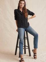 Split Back Button Down Shirt - Black-Bella Dahl-Over the Rainbow