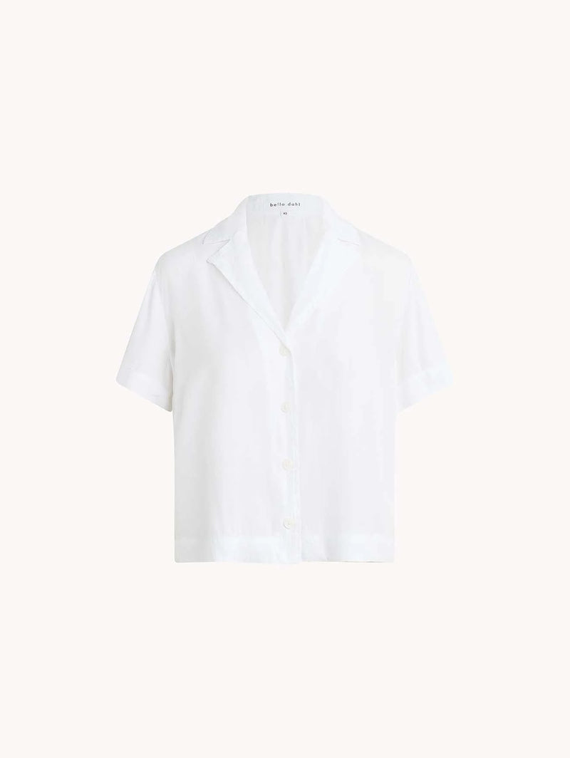 Short Sleeve Flowy Button Down - White-Bella Dahl-Over the Rainbow