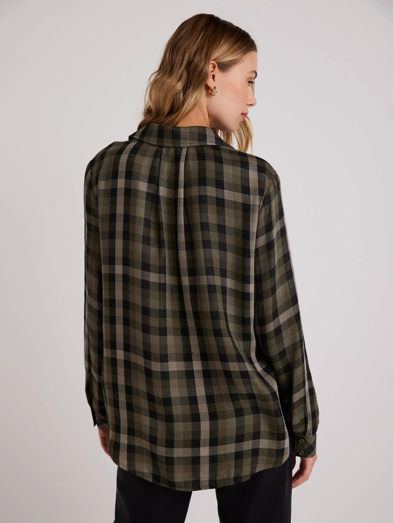 Slouchy Pocket Button Down - Olive Plaid-Bella Dahl-Over the Rainbow