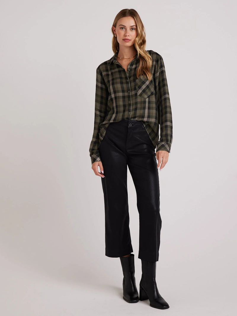 Slouchy Pocket Button Down - Olive Plaid-Bella Dahl-Over the Rainbow