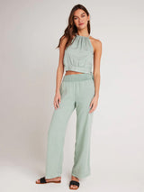 Smocked Waist Wide Leg Pant - Oasis Green-Bella Dahl-Over the Rainbow