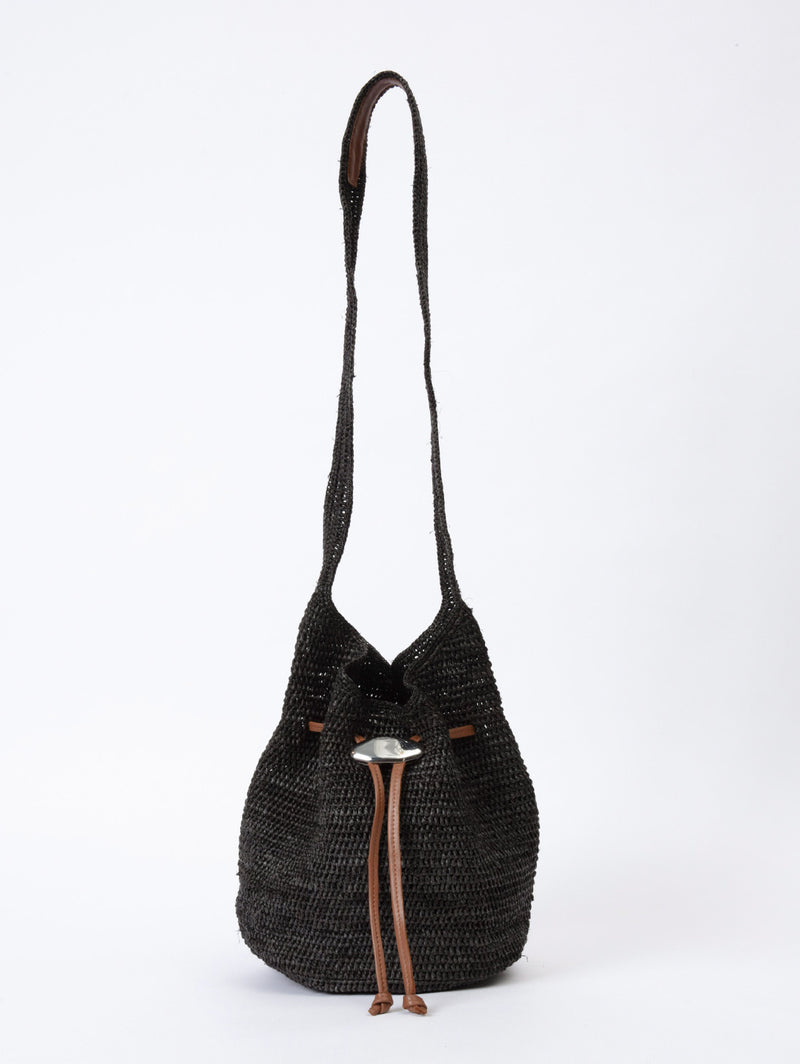 Daily Straw Bucket Bag - Black-RAG + BONE-Over the Rainbow