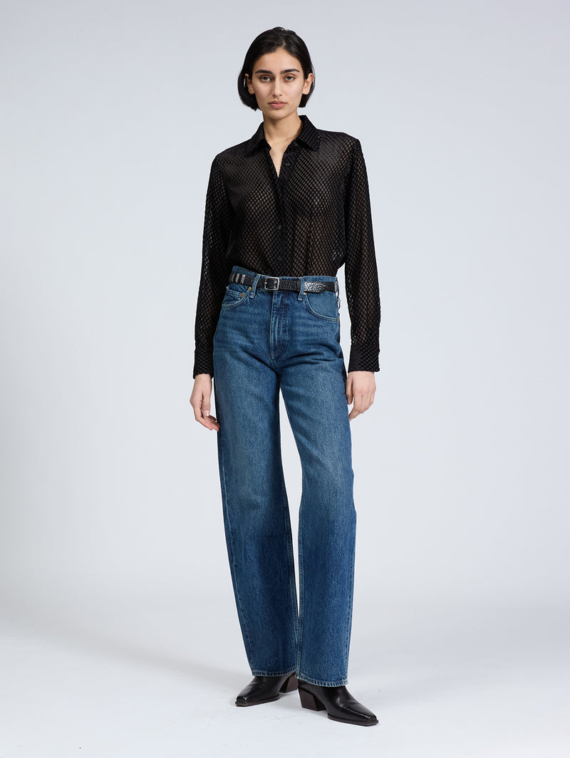 Lila Burnout Shirt - Black-RAG + BONE-Over the Rainbow