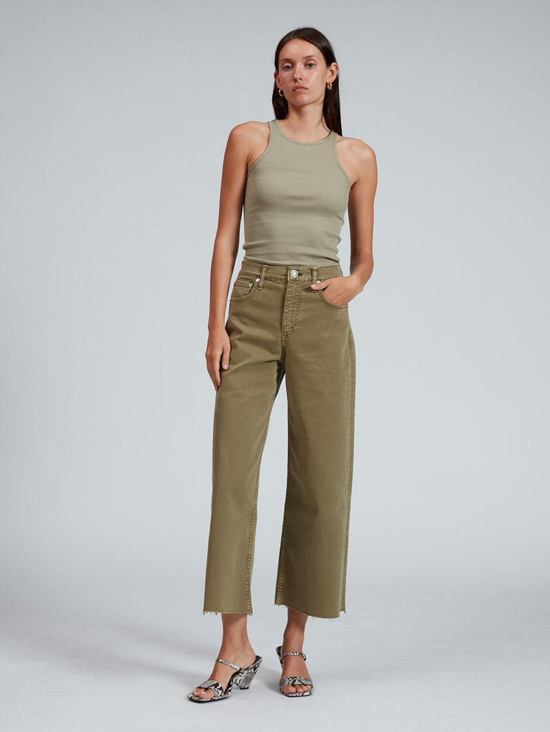 Andi High Rise Wide Leg Crop Jean - Sage-RAG + BONE-Over the Rainbow