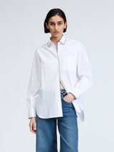 Maxine Shirt - Blanket Stitch White-RAG + BONE-Over the Rainbow