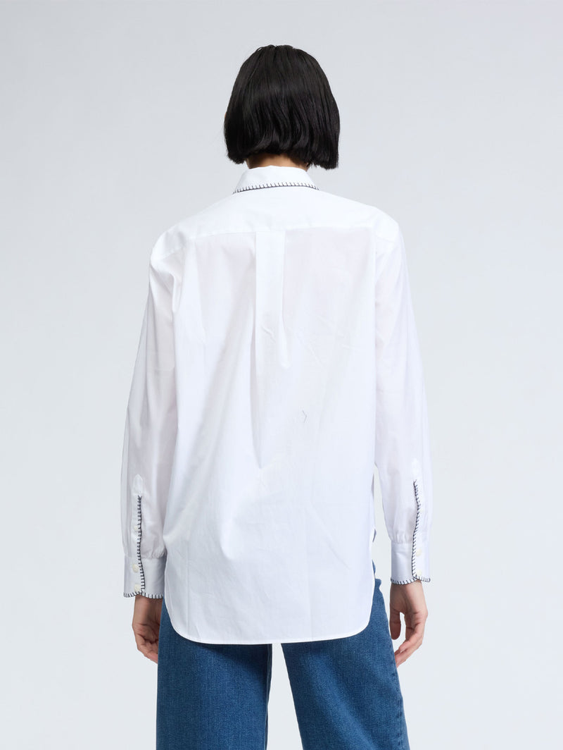 Maxine Shirt - Blanket Stitch White-RAG + BONE-Over the Rainbow