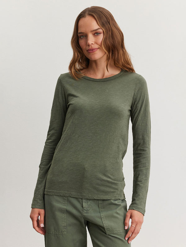 Lizzie Long Sleeve Crew Tee - Marsh-Velvet-Over the Rainbow