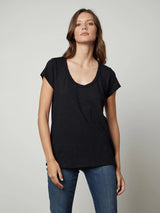 Kira Short Sleeve Scoop Tee - Black-Velvet-Over the Rainbow