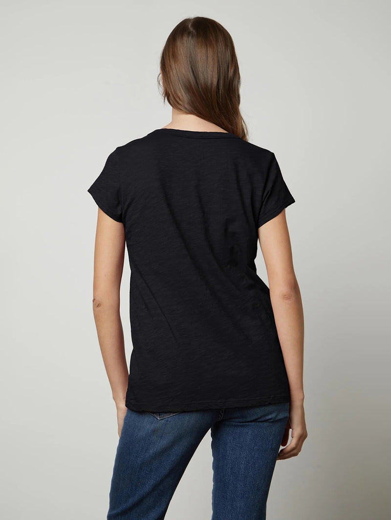 Kira Short Sleeve Scoop Tee - Black-Velvet-Over the Rainbow