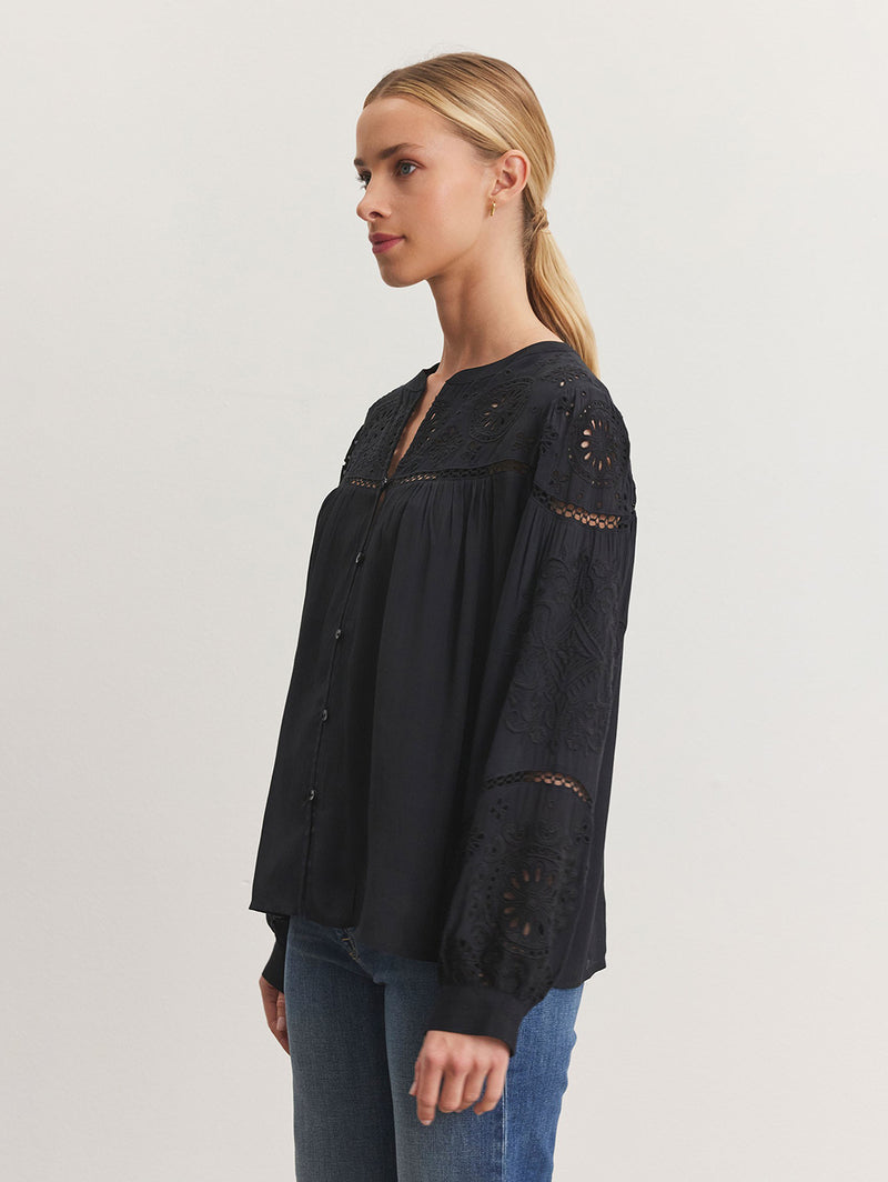 Libby Eyelet Top - Black-Velvet-Over the Rainbow