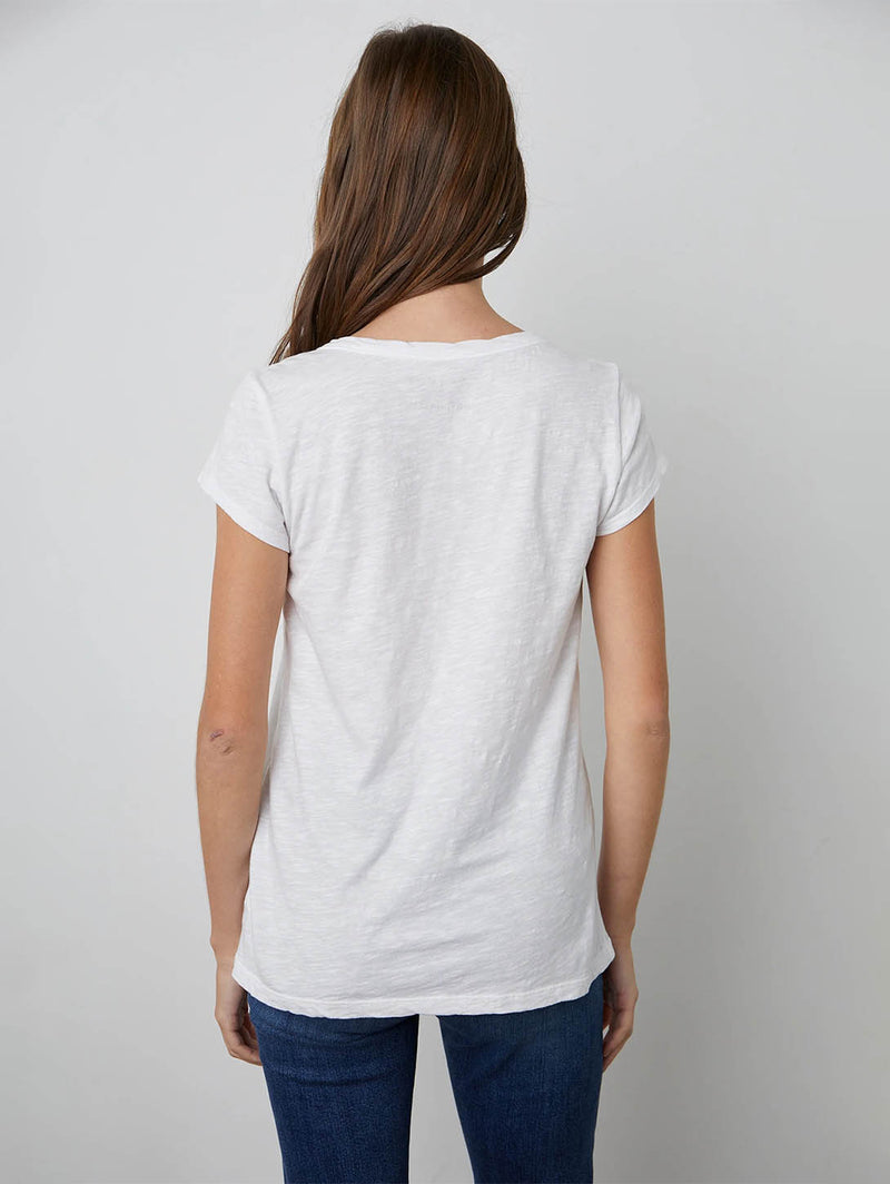 Kira Short Sleeve Scoop Tee - White-Velvet-Over the Rainbow